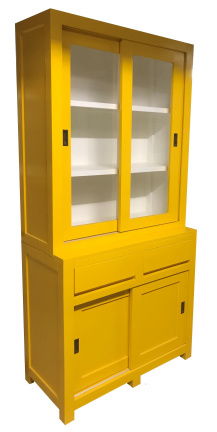 Winkelkast Dimolfetta geel - wit 100 x 50/40 x 215cm greeploos - nr. 1