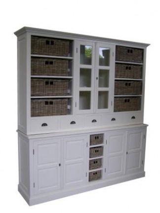 Buffetkast Tijnje wit - wit 210 x 50 x 220cm incl. manden - nr. 1