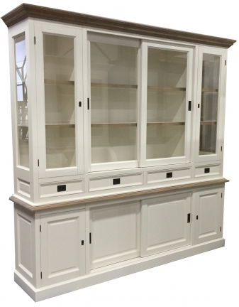 Buffetkast Eelde wit met eiken lijsten 225 x 50/40 x 225cm - nr. 1