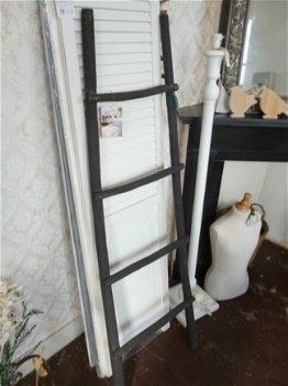 Houten decoratie ladder, zwart - 2