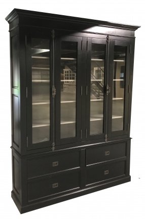Buffetkast Zeist zwart - grijs 180 x 40 x 230cm espagnoletsluiting - nr. 1