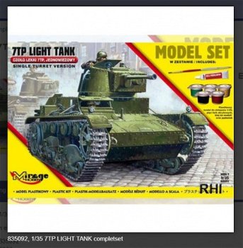 Bouwpakket Hobby Mirage schaal 1:35 7TP tank 835092 incl verf - 1