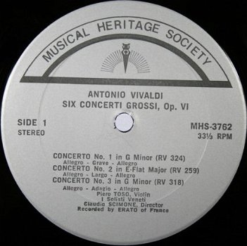 LP Vivaldi - Six concerti grossi Op VI - 1