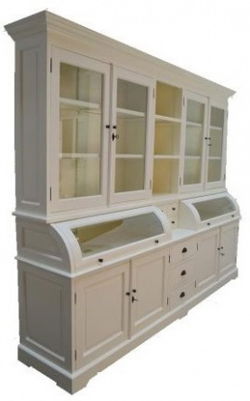 White wash grutterskast 260cm breed met bolle kleppen