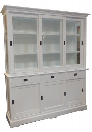 Witte buffetkast met schuifdeuren en laden 180cm breed - nr. 1