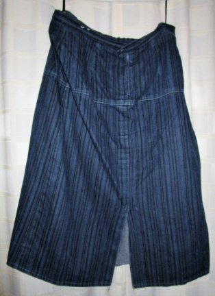 Zelf gemaakte gestreepte denimrok circa maat 54/56 A75 - nr. 1