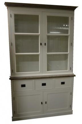 Buffetkast Hengelo wit met houten lijsten 130 x 45 x 210cm - nr. 1