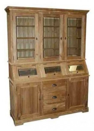 Teakhouten grutterskast 150cm breed met schuine kleppen - nr. 1