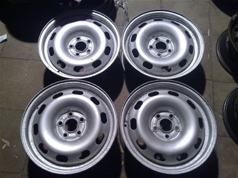 4 Stalen Velgen Vw Golf 4 Polo 6R Seat Leon 5x100 15 Inch - 1