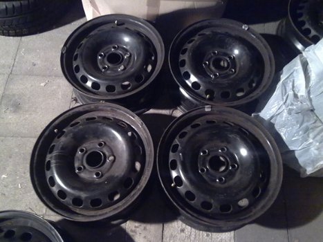 4 Stalen velgen 15 Inch Audi A4 A6 Vw Golf 5 6 Passat 5x112 - 1