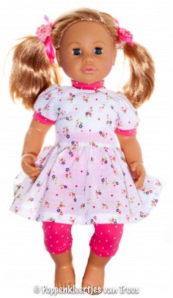 Chou Chou 42 cm 2 dlg. Setje stipjes roze/wit