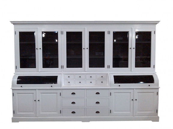 Buffetkast Bastiaan wit - grijs 300 x 50/35 x 210cm bolle kleppen - nr. 1