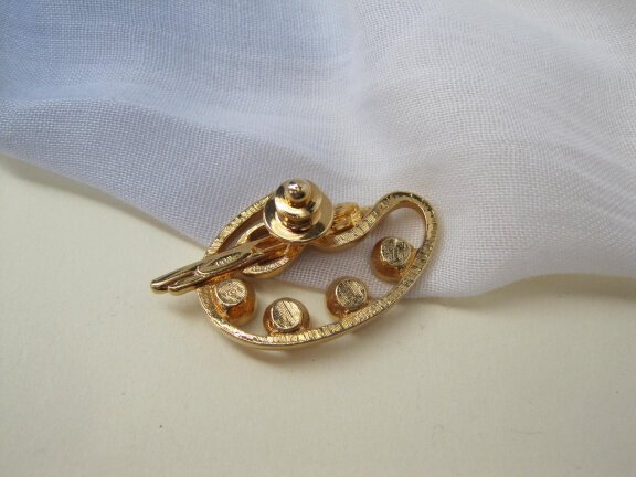 Broche steek/pin Avon goudkleurig schilderspalet gekleurde kristal rijnstenen 4.5X2.5 cm - Afbeelding 4