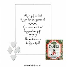 Tea for one cadeauset thee en kaart bedankt juf