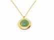 Dames medaillon goud kleur met groene edelsteen - 0 - Thumbnail