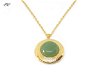 Dames medaillon goud kleur met groene edelsteen - 2 - Thumbnail