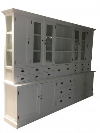 Buffetkast Delft XL wit 300 x 225cm 20 laden dichte zijdeur/zijkant glas - nr. 1