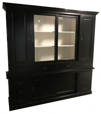 Buffetkast Briele zwart - wit 225 x 50/40 x 225cm dichte zijdeuren - nr. 1