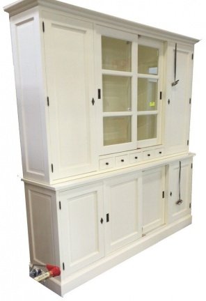 Opruiming grote white wash buffetkast 240cm met dichte zijdeuren - nr. 1