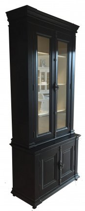 Zwarte hoge klassieke kast 100cm zwart espagnoletsluiting wit binnen - nr. 1