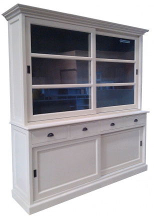 Tijdloze white wash buffetkast met grijze binnenkant 200cm breed - nr. 1