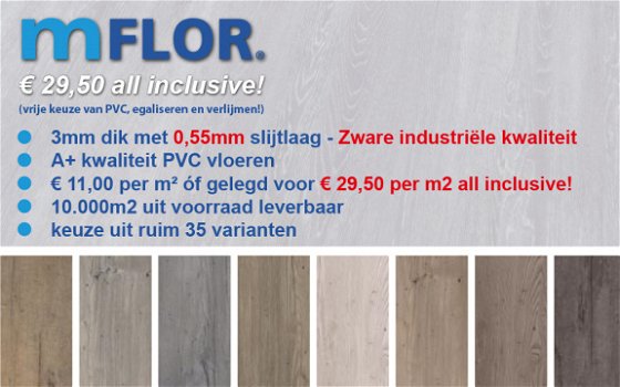 mFlor PVC vloer slechts € 29,50 per m2 inclusief leggen! - 2