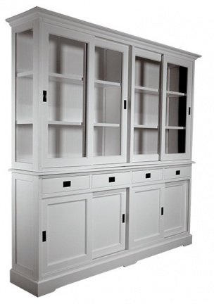 Grote witte buffetkast met schuifdeuren 220cm breed - nr. 1