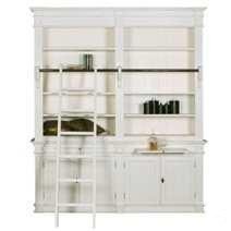 Aanbieding witte boekenkast model Kesteren met trap 200cm breed