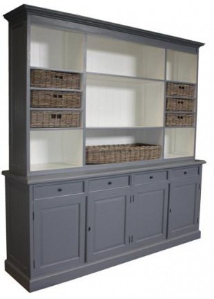 Grijze bakkerkast met open vak en manden 220cm breed gratis bezorgd - nr. 1