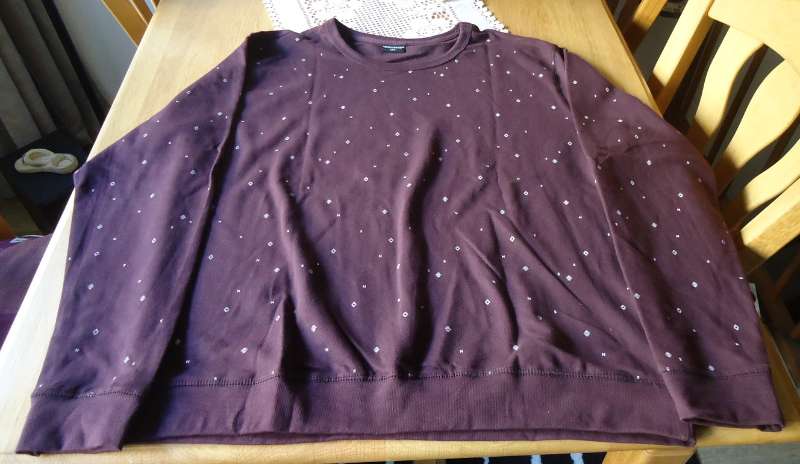 Nieuwe donkerbruine sweater met witte print (maat: XXL). - Afbeelding 2