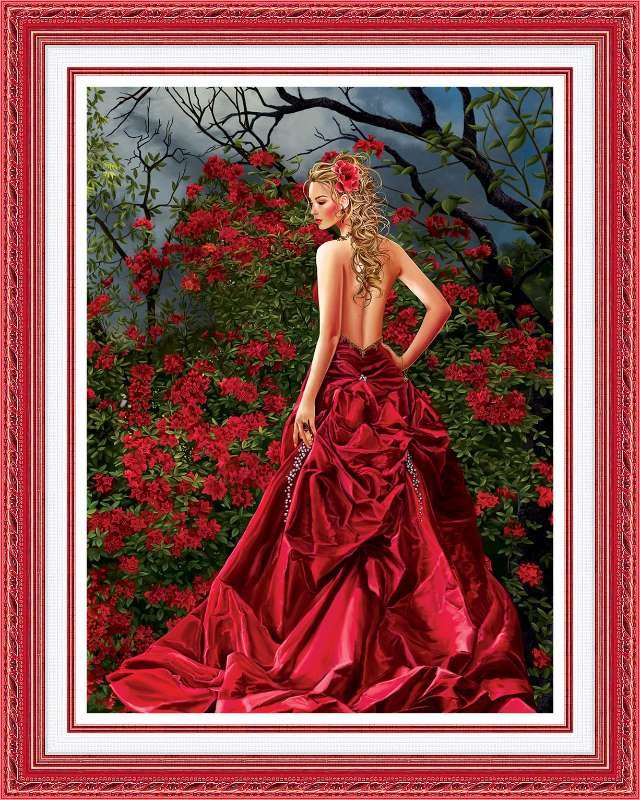 # Groot borduurpatroon; Beautiful in red # - nr. 1