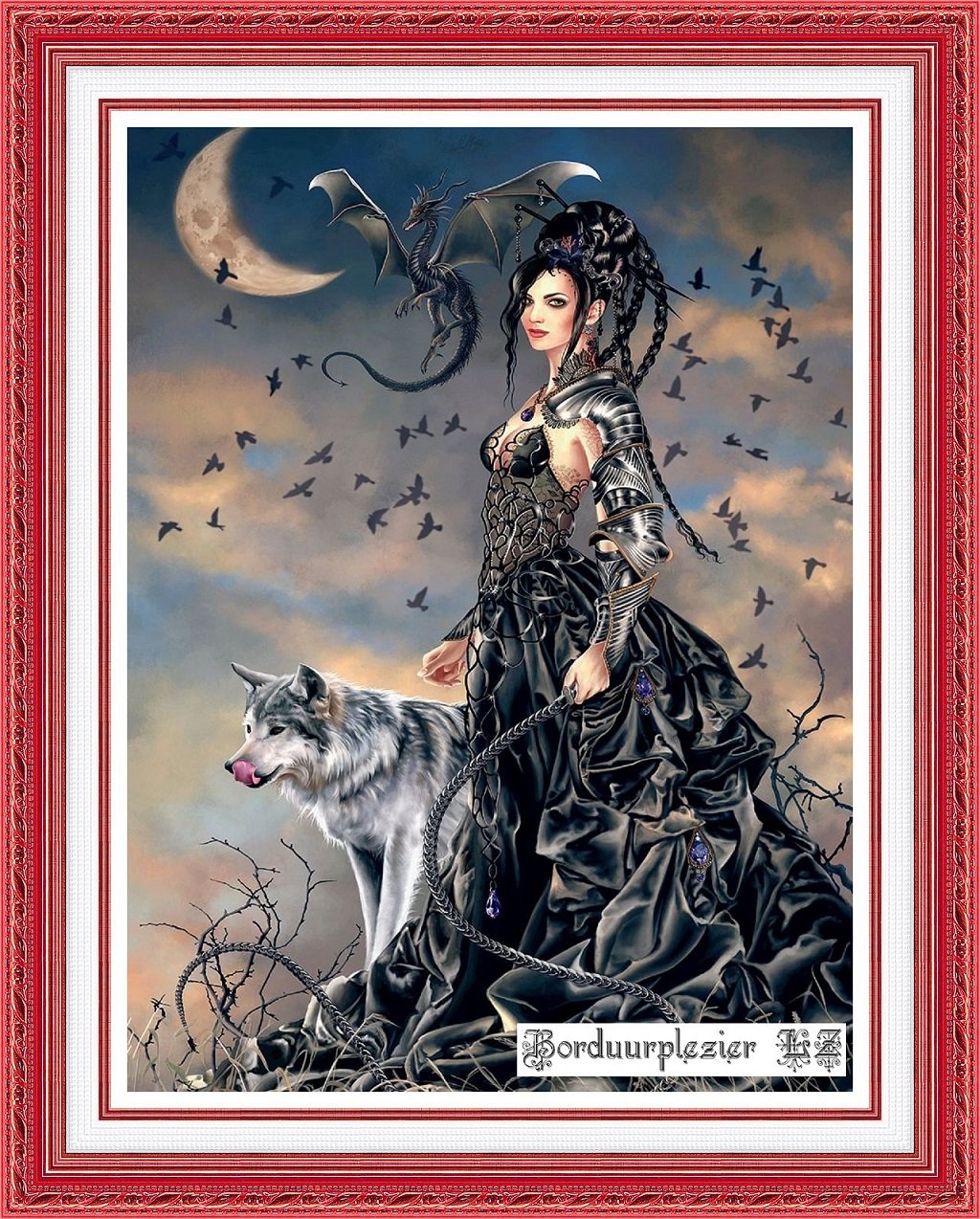 # Groot borduurpatroon; Lady in black # - Afbeelding 2