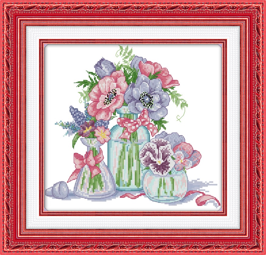#Compleet borduurpakket; Blooming flowers # - nr. 1