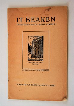 Zeldzaam - It Beaken Meidielingen fen de fryske akademy Jiergong 1 Nr 1- DECIMBER 1938 - 1