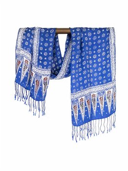 Blauwe batik zijden sjaal uit Bali - 2