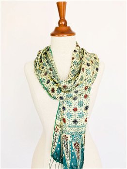 Lichtgroene batik zijden sjaal uit Bali - 0