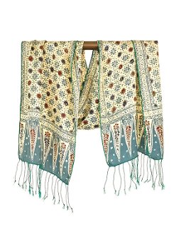 Lichtgroene batik zijden sjaal uit Bali - 1