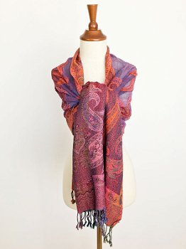 Handgeweven paisley wollen sjaal uit India - 0