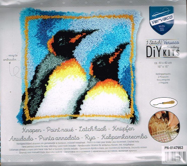 VERVACO KNOOPPAKKET ( SMYRNA ) KUSSEN, 2 PINGUINS - nr. 1