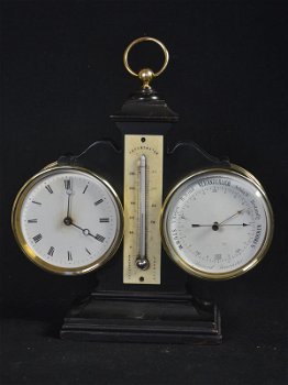 Engelse bureauklokje met barometer en thermometer - 0