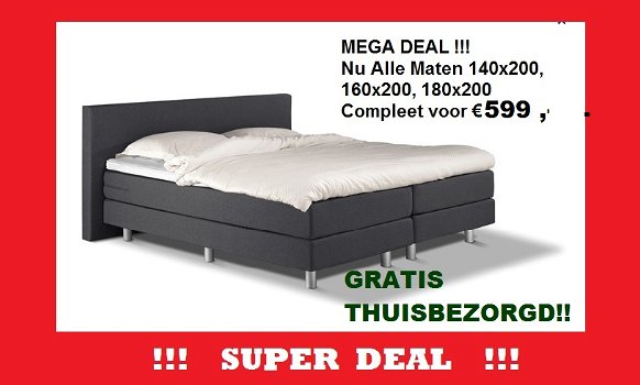 Boxspring Box100 Compleet boxspring NU alle maten €599,- - 0