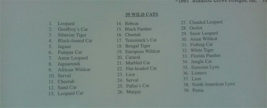 Origineel borduurpatroon 39 wild cats - 1