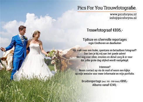 Bruidsfotograaf regio Eindhoven en daarbuiten €895,- www.picsforyou.nl - 0