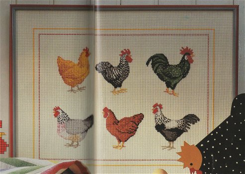 Borduurpatroon 021 kippen/hoendermerklap - 0