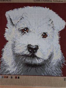 Voorbedrukt los borduurstramien "WEST HIGHLAND TERRIER" NIEUW!