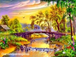 FULL diamond painting bridge scenery XL