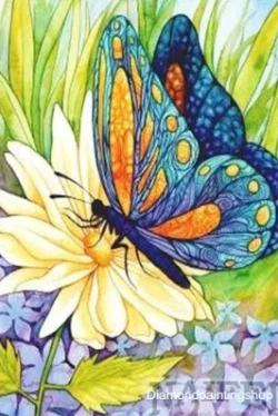 FULL diamond painting blue butterfly with flowers XL