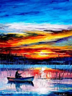 FULL diamond painting fishing boat XL