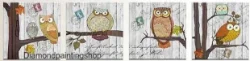 FULL diamond painting 4-luik modern owls