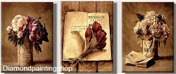 FULL diamond painting 3-luik vintage flowers XXL GERESERVEERD